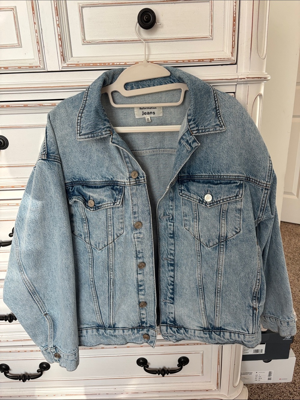 Reformation Simone Oversized Light Wash Denim Jacket